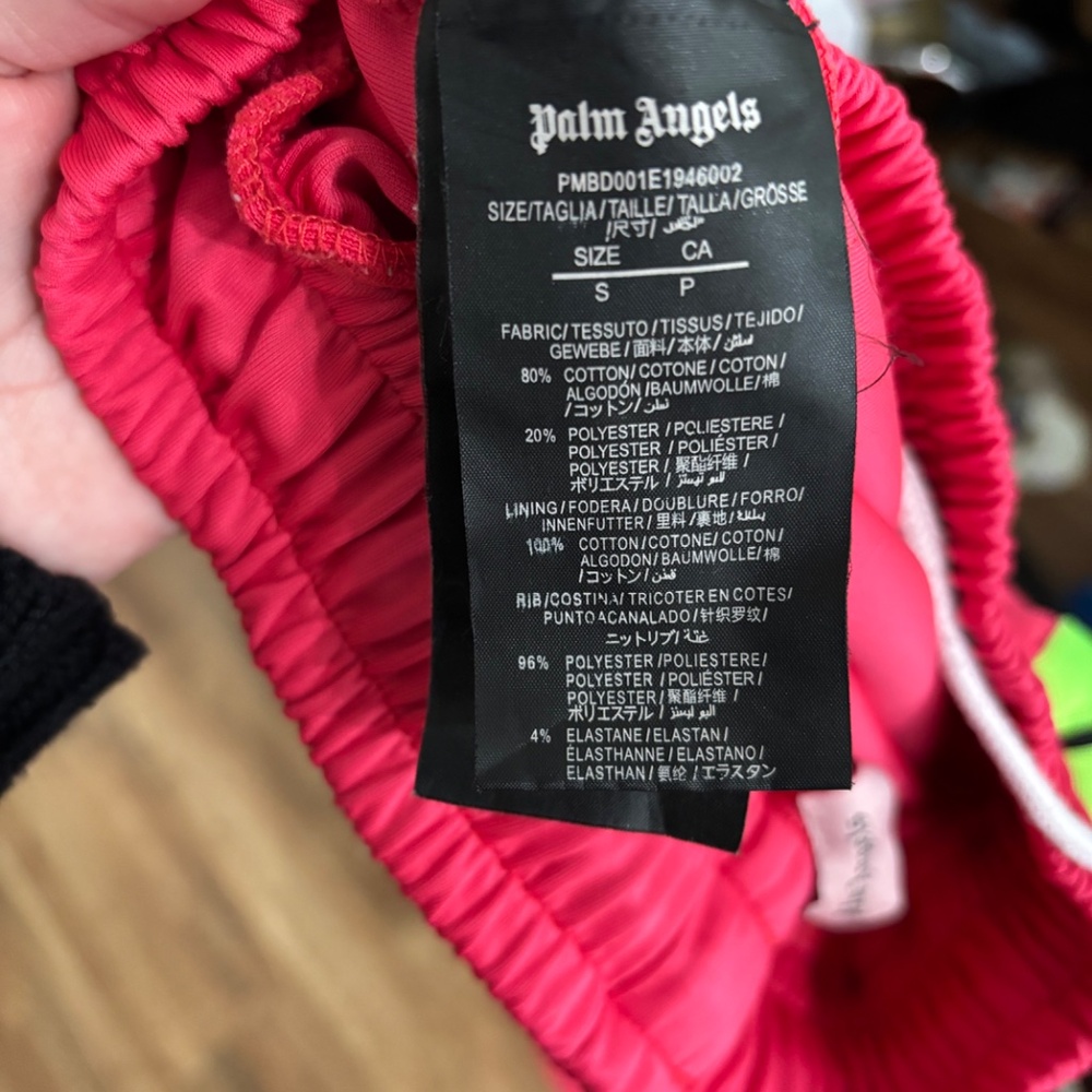 🩷 💚 Palm Angels Track Pants w/imperfections Sz S Neon Pink w/ Neon Green - Picture 16 of 16